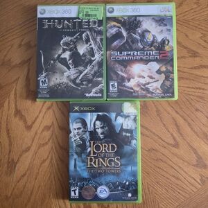 Xbox 360 And Xbox Games Lot Of 3 Lord Of The Rings Hunted Supreme Commander 2
